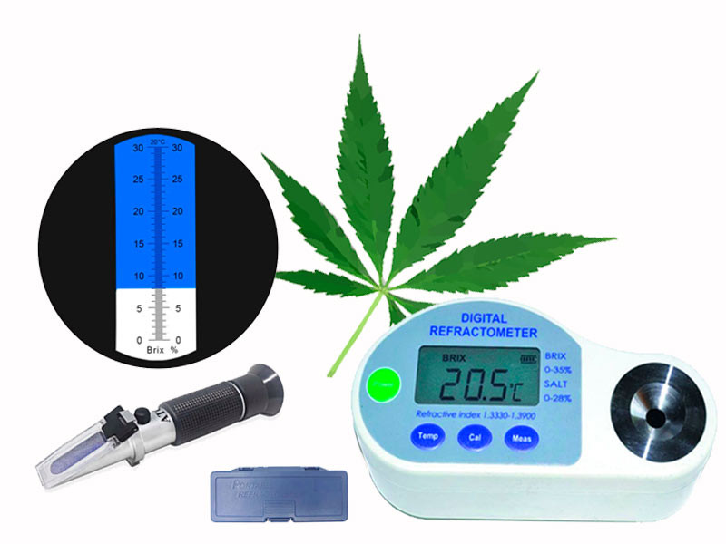 Вид прибора Брикса Шкала Брикса для определения угла преломления конопляного сока